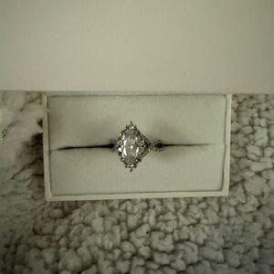 Elegant Silver Marquise Cut Moissanite Ring